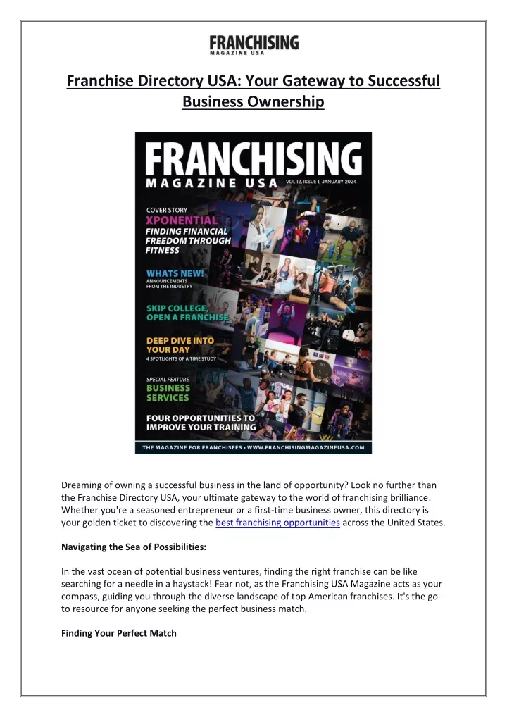 franchise directory usa your gateway