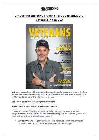 Uncovering Lucrative Franchising Opportunities for Veterans in the USA