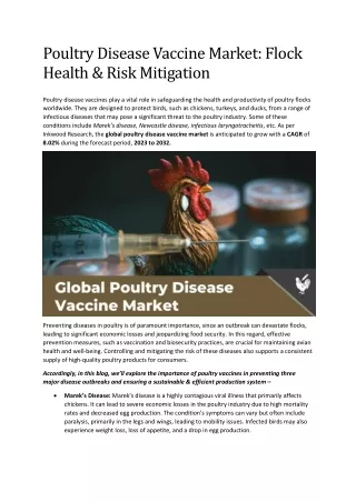 Poultry Disease Vaccine Market: Flock Health & Risk Mitigation