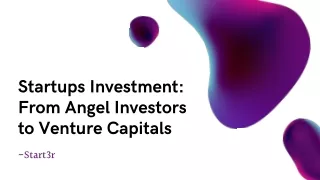 Startups Investment: From Angel Investors to Venture Capitals