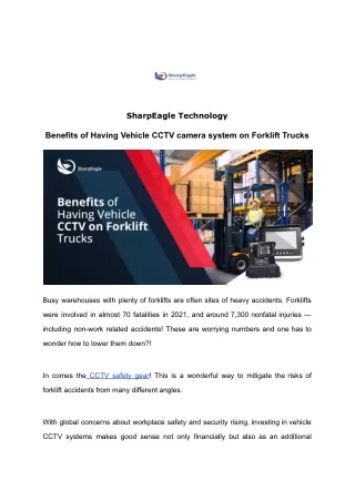Benefits of Having Vehicle CCTV camera system on Forklift Trucks