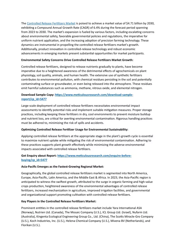 the controlled release fertilizers market