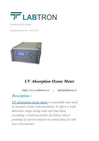 UV Absorption Ozone Meter
