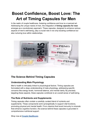 Boost Confidence, Boost Love_ The Art of Timing Capsules for Men