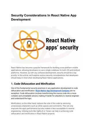 Security Considerations in React Native App Development
