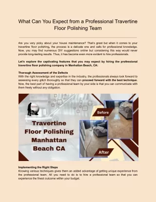 What Can You Expect from a Professional Travertine Floor Polishing Team