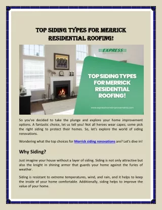 Top Siding Types for Merrick Residential Roofing!