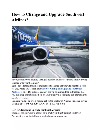 How to Change and Upgrade Southwest Airlines?