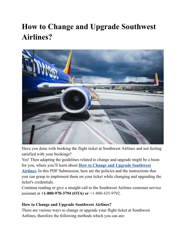 how to change and upgrade southwest airlines