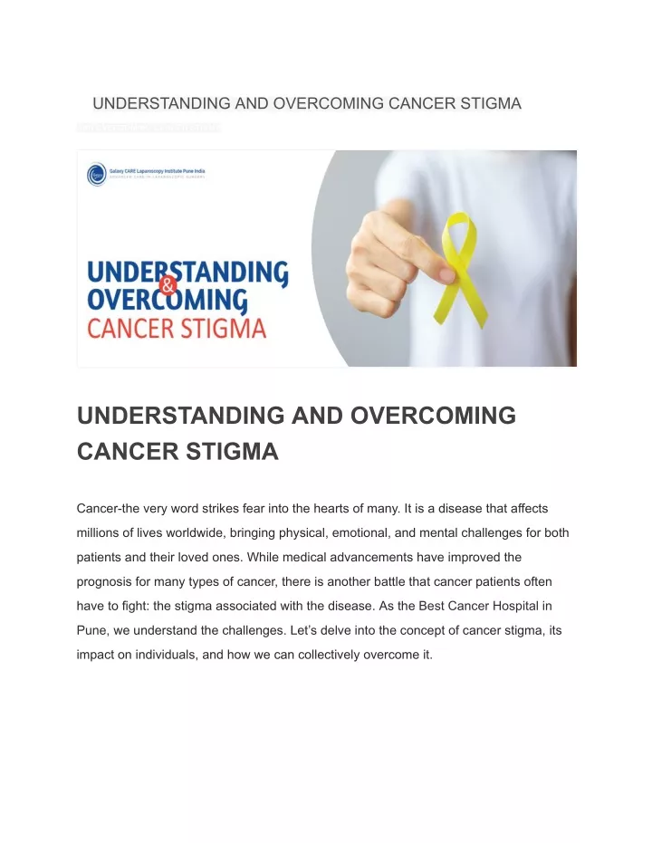 understanding and overcoming cancer stigma