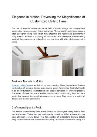 Elegance in Motion_ Revealing the Magnificence of Customized Ceiling Fans