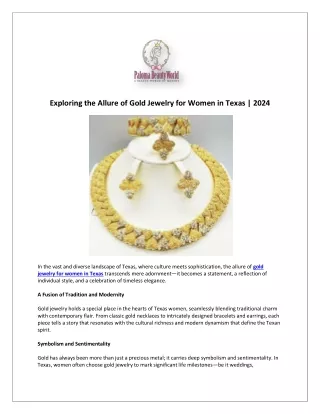 Exploring the Allure of Gold Jewelry for Women in Texas | 2024