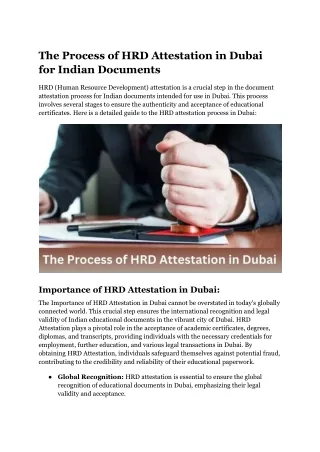 The Process of HRD Attestation in Dubai for Indian Documents