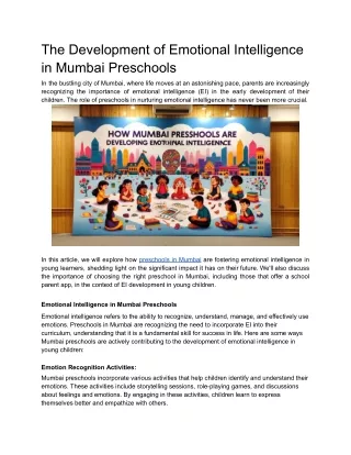 The Development of Emotional Intelligence in Mumbai Preschools (1)