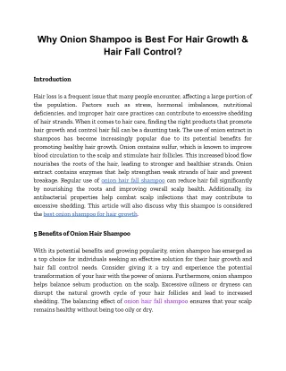 Why Onion Shampoo is Best For Hair Growth & Hair Fall Control