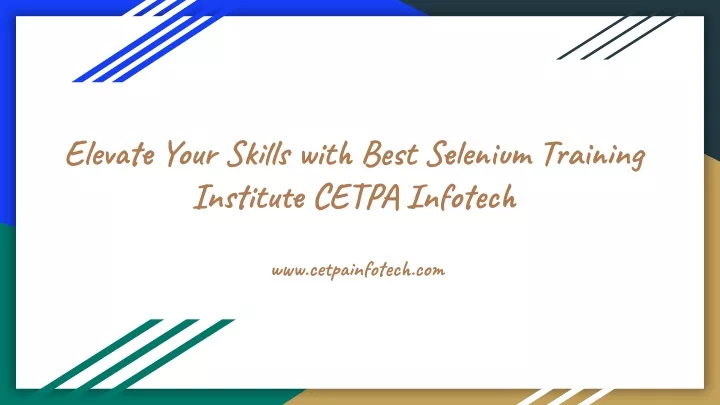elevate your skills with best selenium training