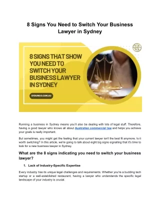 8 Signs That Show You Need to Switch Your Business Lawyer in Sydney
