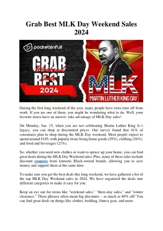 Grab Best MLK Day Weekend Sales 2024