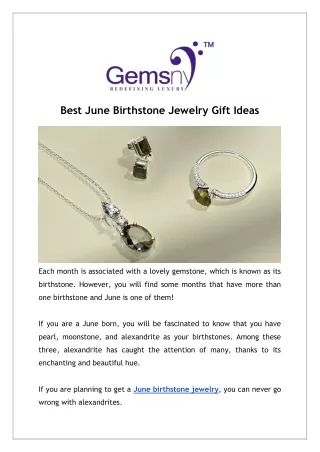 June Birthstone Jewelry Gift That She Will Love