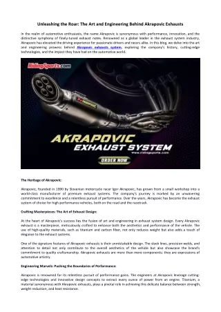 Buy Akrapovic Exhaust Online in USA