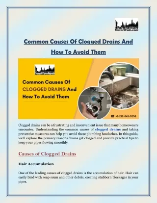 Common Causes Of Clogged Drains And How To Avoid Them