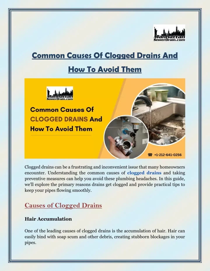 common causes of clogged drains and