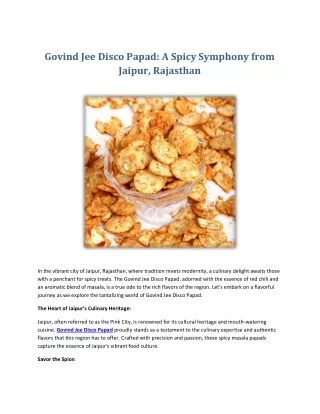 Govind Jee Disco Papad- A Spicy Symphony from Jaipur, Rajasthan