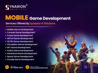 Mobile Game Development Services Offered By Synarion IT Solutions