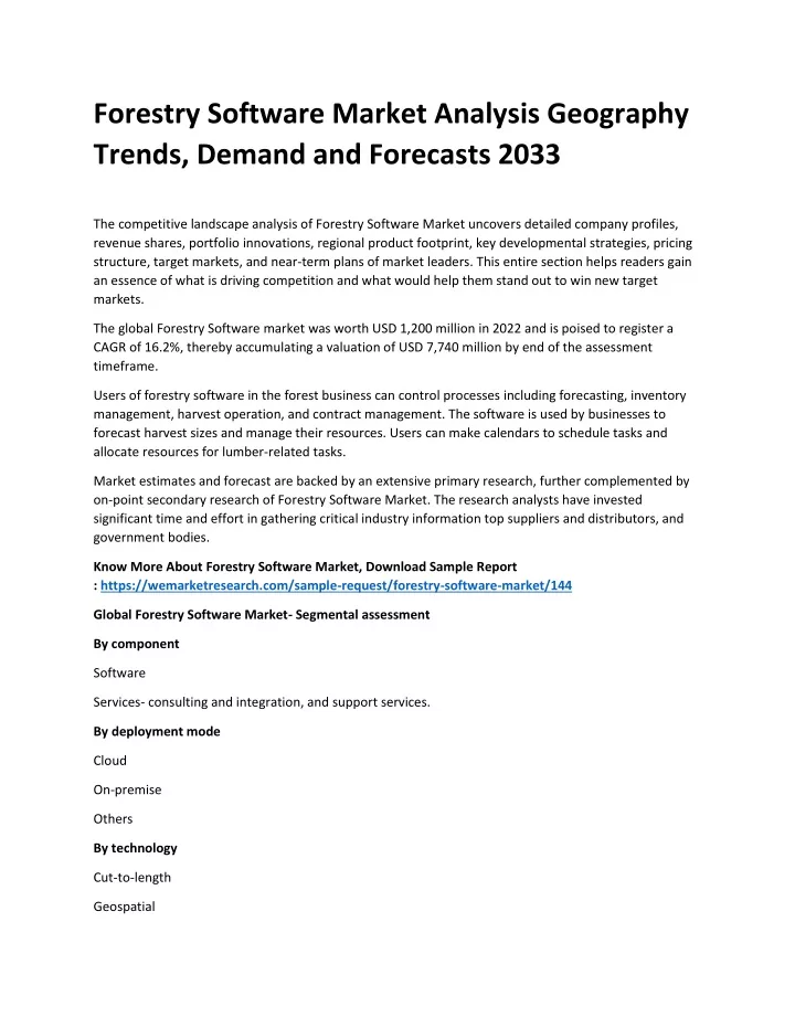 forestry software market analysis geography