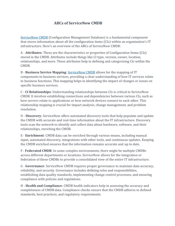 abcs of servicenow cmdb