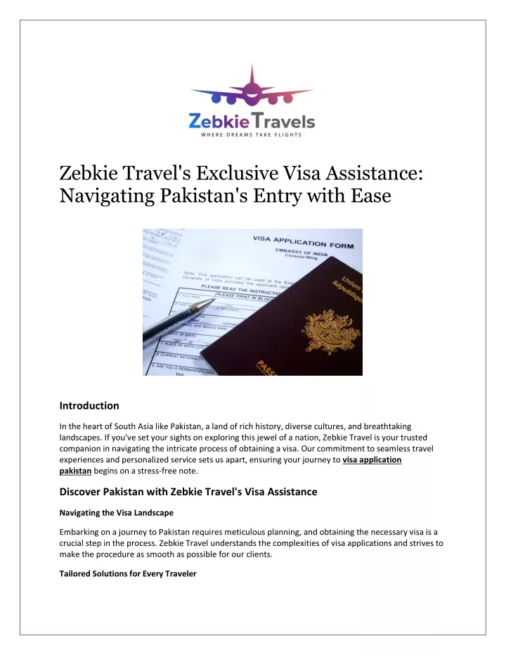 zebkie travel s exclusive visa assistance