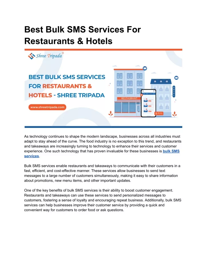 best bulk sms services for restaurants hotels