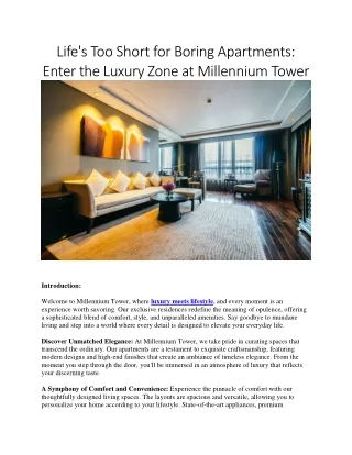 Life's Too Short for Boring Apartments-Enter the Luxury Zone at Millennium Tower