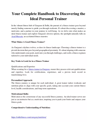 Your Complete Handbook to Discovering the Ideal Personal Trainer