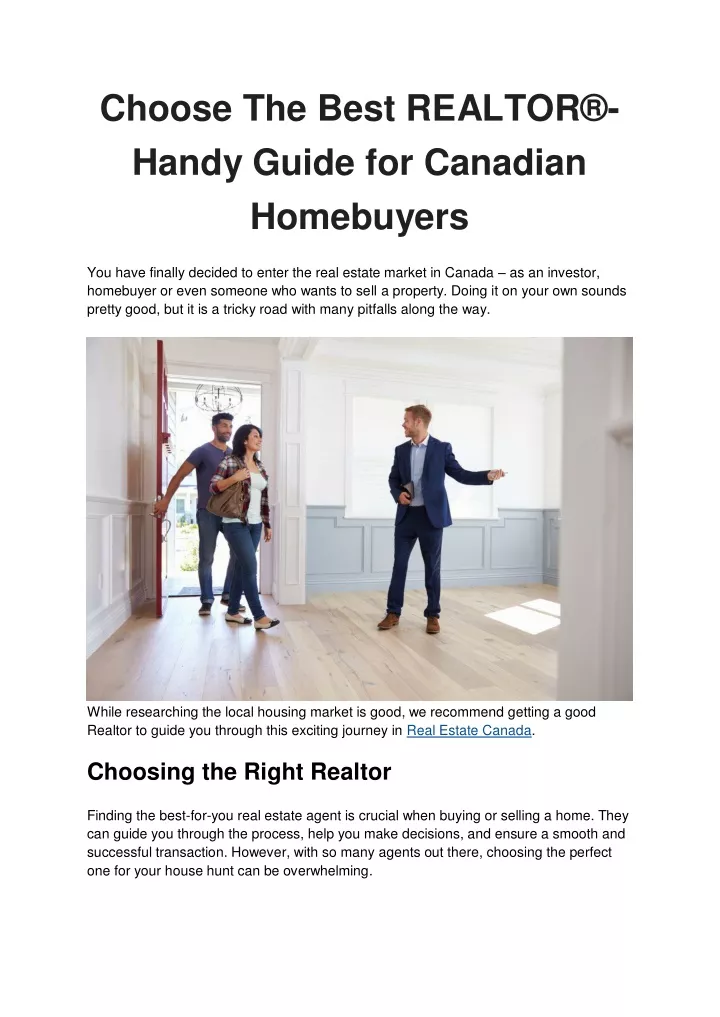 choose the best realtor handy guide for canadian