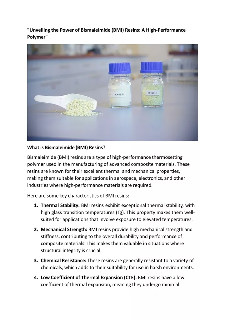 unveiling the power of bismaleimide bmi resins