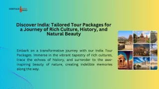 Discover India Tailored Tour Packages for a Journey of Rich Culture, History, and Natural Beauty