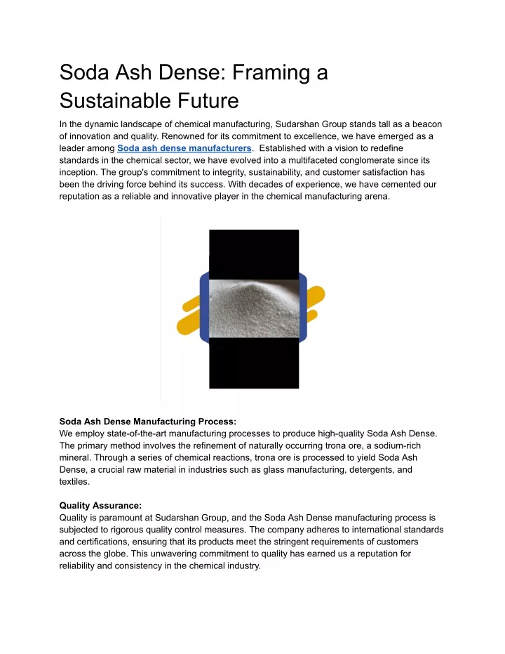 soda ash dense framing a sustainable future