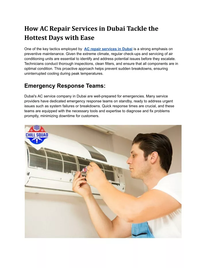 how ac repair services in dubai tackle