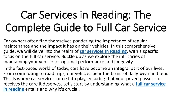 car services in reading the complete guide to full car service