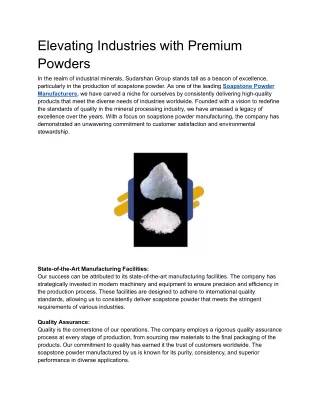 Elevating Industries with Premium Powders
