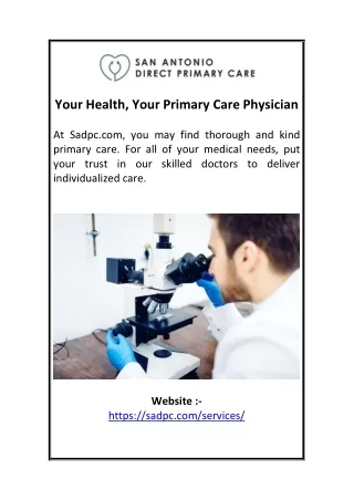 Your Health, Your Primary Care Physician