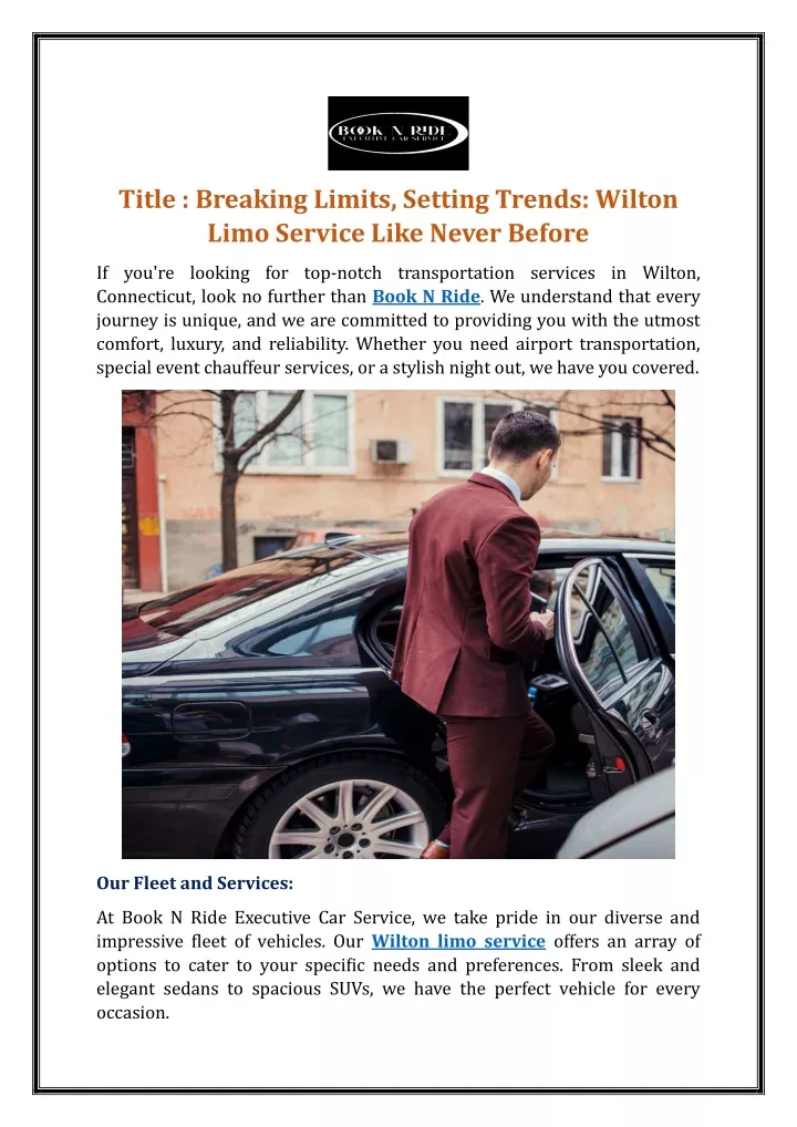 title breaking limits setting trends wilton limo