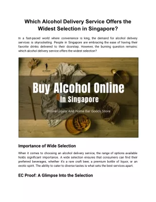 Which Alcohol Delivery Service Offers the Widest Selection in Singapore