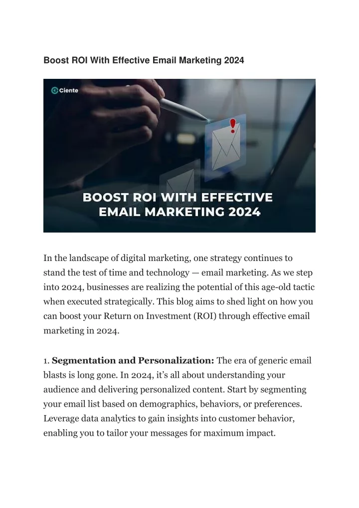 boost roi with effective email marketing 2024