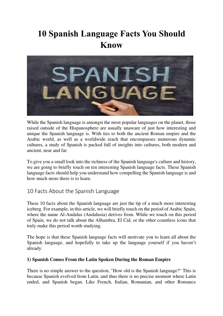 10 spanish language facts you should know