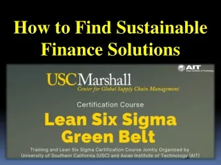 How to Find Sustainable Finance Solutions