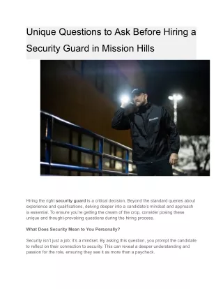 Unique Questions to Ask Before Hiring a Security Guard in Mission Hills (1)