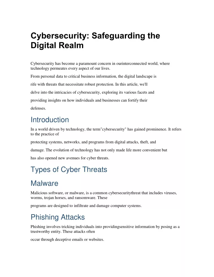 cybersecurity safeguarding the digital realm