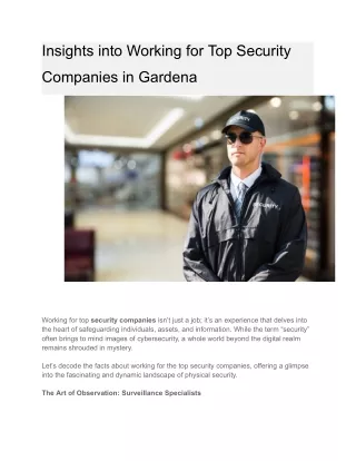 Insights into Working for Top Security Companies in Gardena